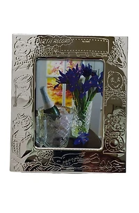 Silver-plated Choo-Choo Birth Record 3.5x5 Photo Engravable Frame