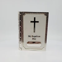 Silver Plated White Bible Trinket Box - Baptism