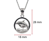 925 Sterling Silver 0.015cttw Canadian Diamond Mother and Baby Orca Whale Pendant