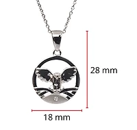 925 Sterling Silver 0.015cttw Canadian Diamond Great Snowy Owl Pendant