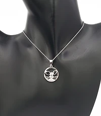 925 Sterling Silver 0.015cttw Canadian Diamond Great Snowy Owl Pendant