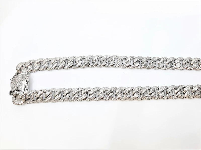 Sterling Silver with CZ Chain 24", 11.7mm