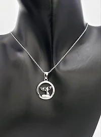 925 Sterling Silver 0.015cttw Canadian Diamond Whale Tail Pendant
