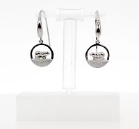 925 Sterling Silver 0.01cttw Canadian Diamond Mother Bear and Cub Dangle Earrings