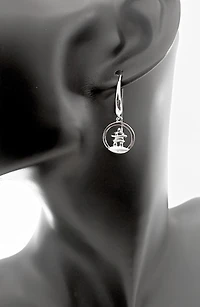 925 Sterling Silver 0.01cttw Canadian Diamond Inukshuk Dangle Earrings