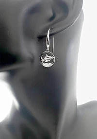 925 Sterling Silver 0.01cttw Canadian Diamond Mother Orca and Calf Dangle Earrings