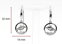 925 Sterling Silver 0.01cttw Canadian Diamond Mother Orca and Calf Dangle Earrings