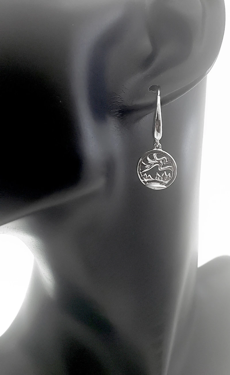 925 Sterling Silver 0.01cttw Canadian Diamond Aurora Dangle Earrings