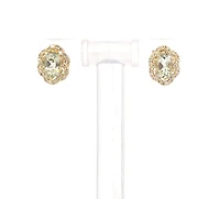 10K Yellow Gold Prasiolite / Green Amethyst and Diamond Earrings