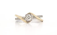 10K White and Yellow Gold 0.36cttw Round Brilliant Cut Diamond Engagement Ring, 6.5 - /