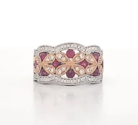 14K White Gold 0.72cttw Ruby and 0.42cttw Diamond Ring - Size 6.5
