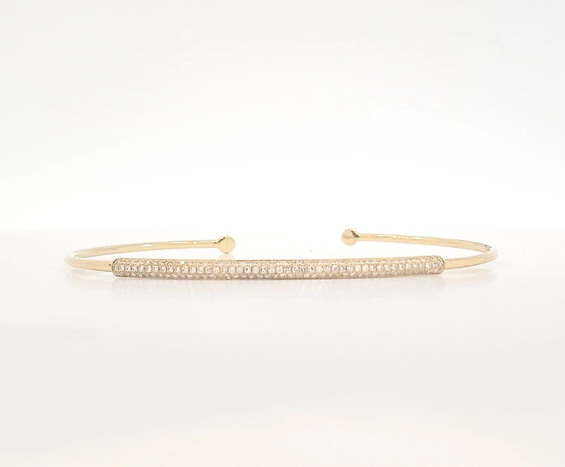 14K Yellow Gold 0.29cttw Diamond Cuff Bangle