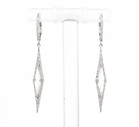 14K White Gold White Topaz and Diamond Dangle Earrings