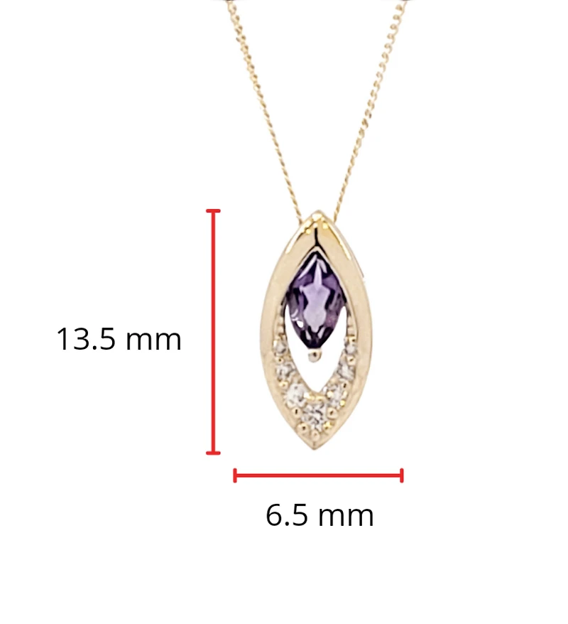 10K Yellow Gold Amethyst and Diamond Pendant
