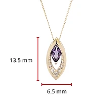 10K Yellow Gold Amethyst and Diamond Pendant
