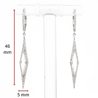 14K White Gold White Topaz and Diamond Dangle Earrings