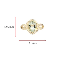 10K Yellow Gold Prasiolite / Green Amethyst and Diamond Ring