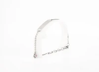 Engraveable 925 Sterling Silver Bar Baby Bracelet with Pink Cubic Zirconia adjustable rolo link 6.5"