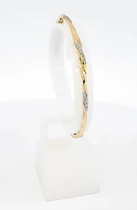 10K Yellow Gold 0.17cttw Diamond Bangle, 7"
