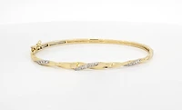 10K Yellow Gold 0.17cttw Diamond Bangle, 7"