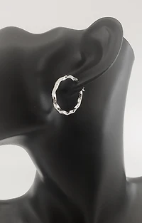 10K White Gold 27mm Earrings