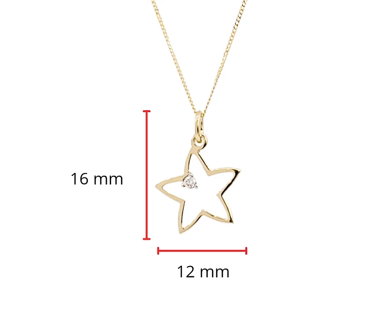 10K Yellow Gold 0.02cttw Diamond Star Pendant, 18"