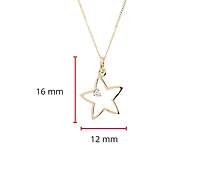 10K Yellow Gold 0.02cttw Diamond Star Pendant, 18"