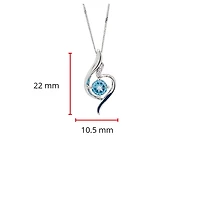 10K White Gold 5mm Blue Topaz and 0.03cttw Diamond Necklace - 18 Inches