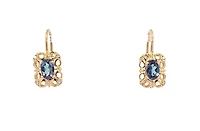 10K Gold 6x4mm Oval Cut Created Alexandrite and 0.045cttw Diamond Dangle Earrings with Euro Backs
