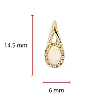 10K Yellow Gold 6x4mm Oval Cut White Opal and 0.11cttw Diamond Halo Earrings with Leverbacks