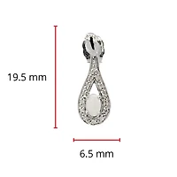 10K White Gold 5x3mm Oval Cut White Opal and 0.115cttw Diamond Dangle Earrings with Butterfly Backings
