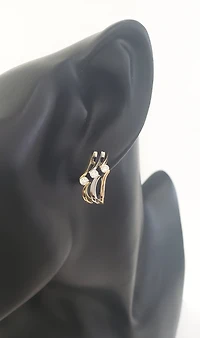 14K Tri Tone Gold 0.54cttw Diamond Hoop Earrings