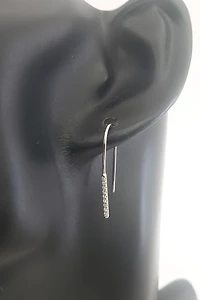14K White Gold 0.09cttw Diamond Dangle Earrings
