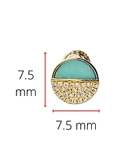 14K Yellow Gold 0.46cttw Turquoise and 0.12cttw Diamond Earrings