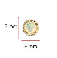 14K Yellow Gold 0.96cttw Opal and 0.10cttw Diamond Halo Earrings