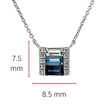14K White Gold Blue Sapphire, Blue Topaz and White Topaz and Diamond Necklace, 18"