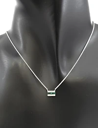 14K White Gold Emerald and Diamond Necklace, 18"