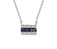 14K White Gold Sapphire and Diamond Necklace, 18"