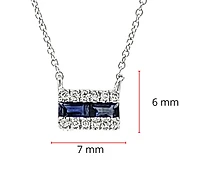14K White Gold Sapphire and Diamond Necklace, 18"