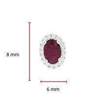 18K White Gold Ruby and Diamond Halo Stud Earrings