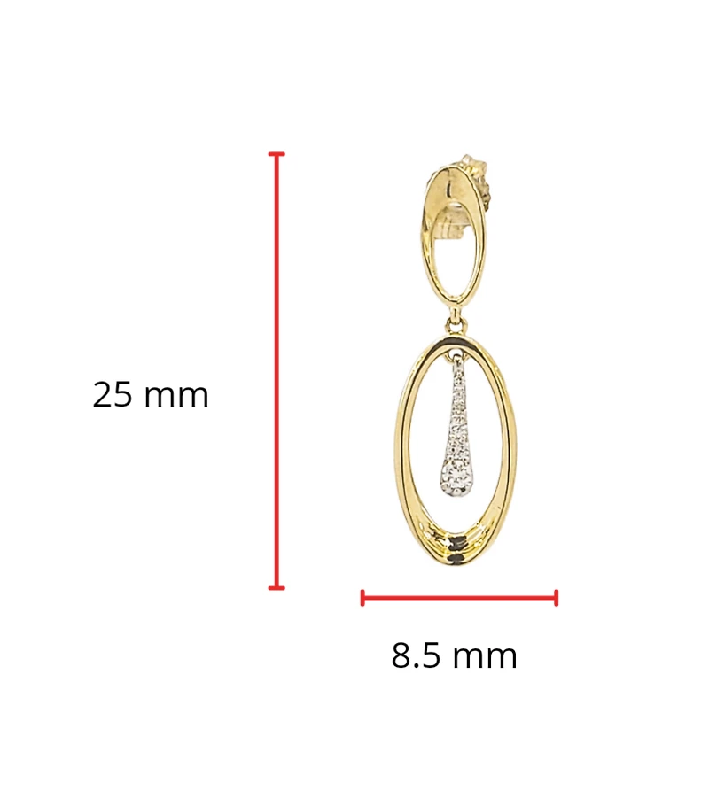 10K Yellow and White 0.15cttw Diamond Dangle Earrings