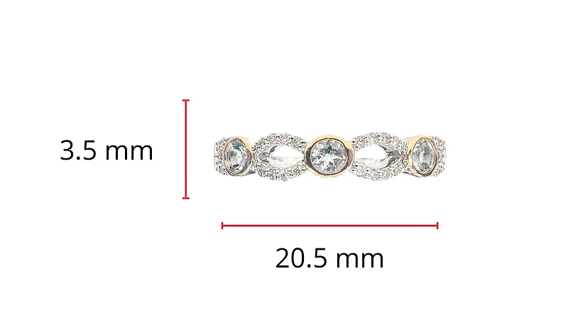 10K 2 Tone Gold 0.30cttw Aquamarine and 0.10cttw Diamond Ring, size 7