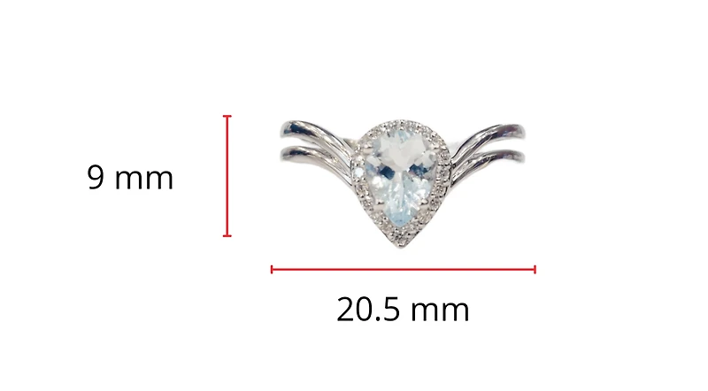 10K White Gold 0.60cttw Aquamarine and 0.10cttw Diamond Ring, size 7