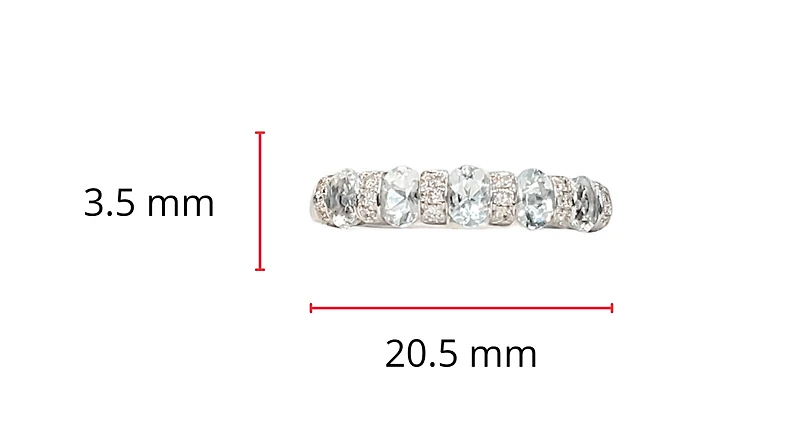 10K White Gold 0.75cttw Aquamarine and 0.10cttw Diamond Ring, size 7