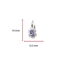 10K White Gold Tanzanite and Diamond Earrings with Lever Backs