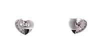 Sterling Silver 0.07cttw Diamond Heart Earrings