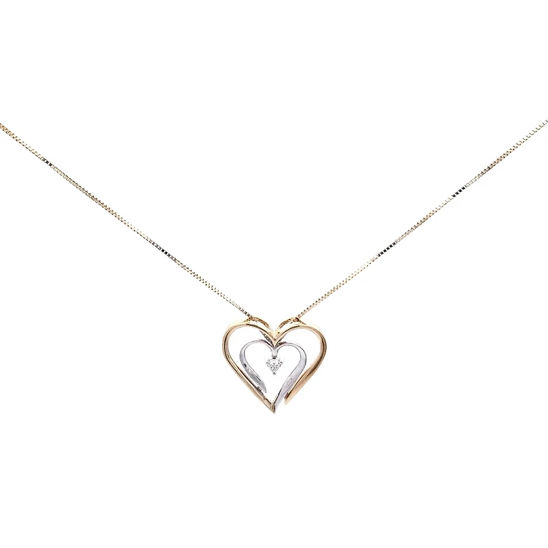 10K Yellow Gold 0.04cttw Canadian Diamond Heart Pendant, 18"