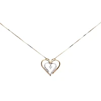 10K Yellow Gold 0.04cttw Canadian Diamond Heart Pendant, 18"