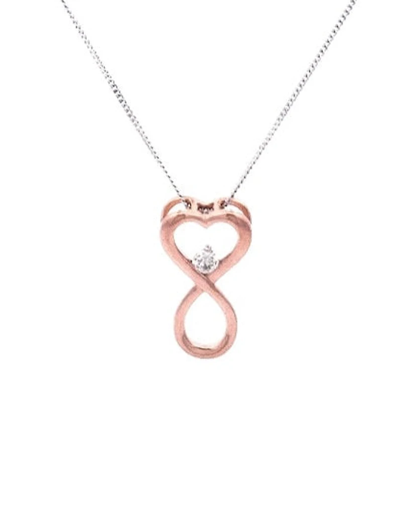 10K Rose Gold 0.04cttw Diamond Heart / Infinity Pendant, 18"
