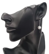 14K White Gold 9mm Cultured Pearl "Threader" Earring